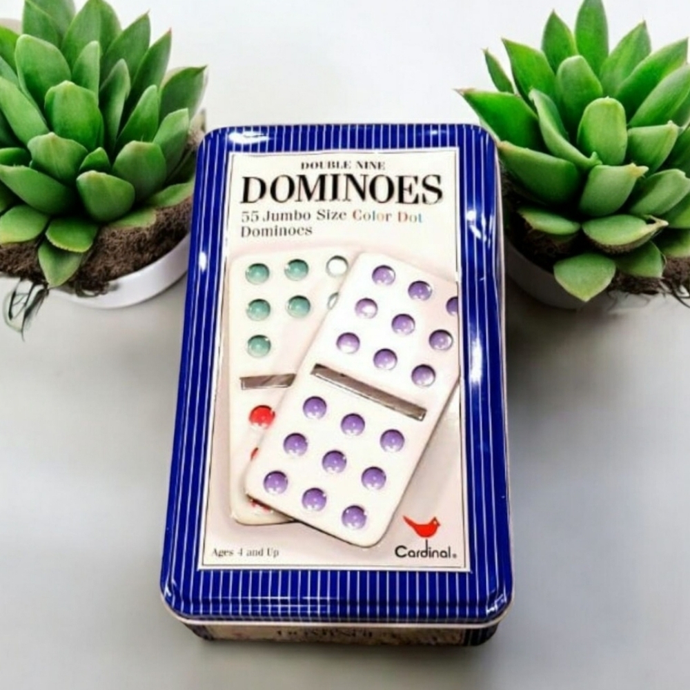 2004 Cardinal Collectable Color Dot Double Nine 55 Jumbo Dominoes Set